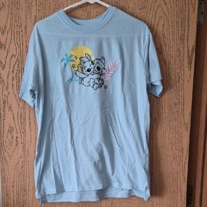 Disney Stitch Light Blue Ebroidered T-Shirt
